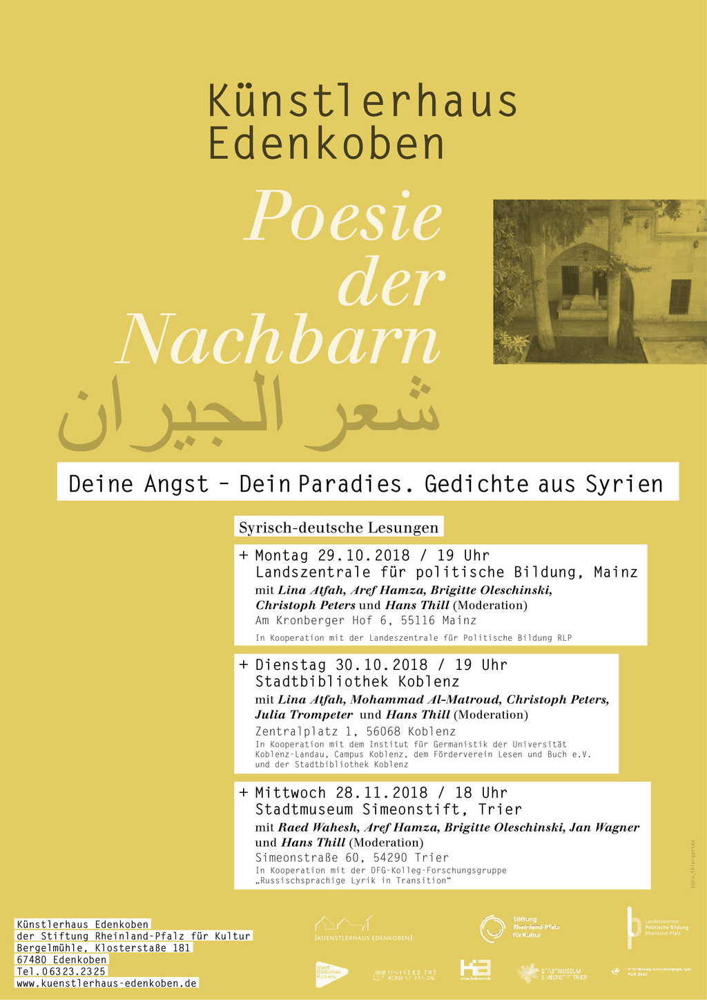 Dichterlesung Deine Angst Dein Paradies Gedichte Aus Syrien Lyrik In Transition